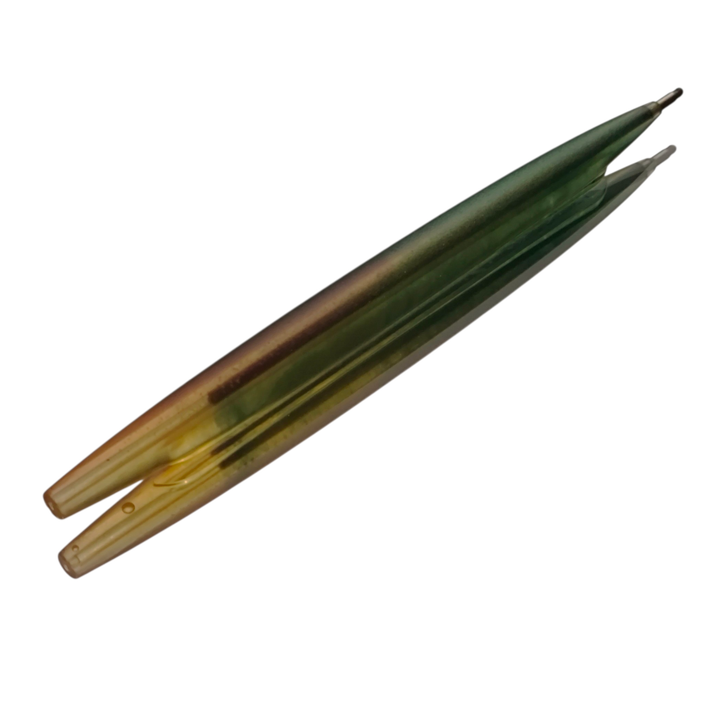 Stylo en résine vert, jaune et rosé