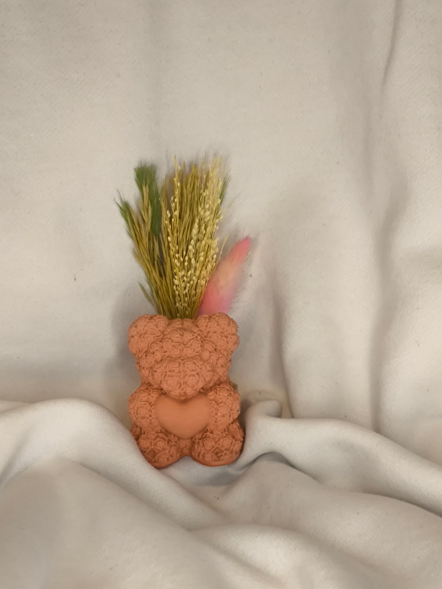 Ourson terracotta fleurie - L'art à part