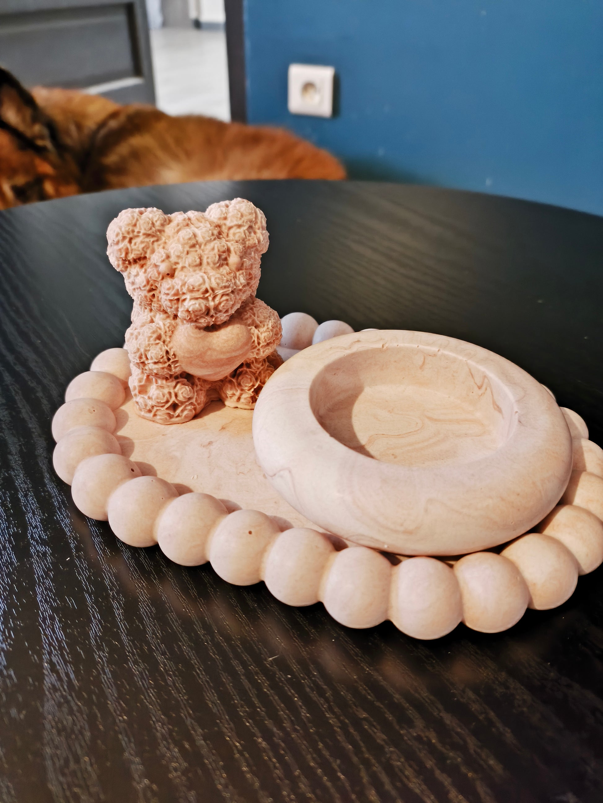 Lot décoration ourson support et support bougie et sa bougie offerte. - L'art à part