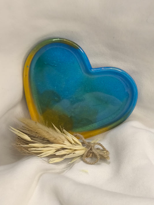 Vide poche coeur bleu et doré - L'art à part